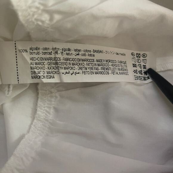 Zara  White Tiered Babydoll Mini Dress Puff Sleeves Ruff Hem Poplin Size M - Picture 4 of 6